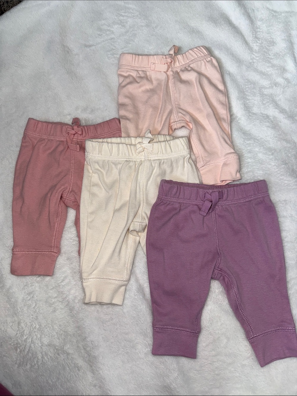 Newborn Knit Pull-On Pants - Pink, Dusty Rose, Cream & Lavender (4-Pack)